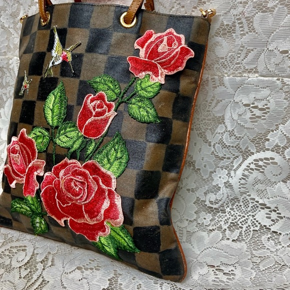 Authentic Fendi, Checkered Handbag Tote 13in x 13in - Picture 3 of 16